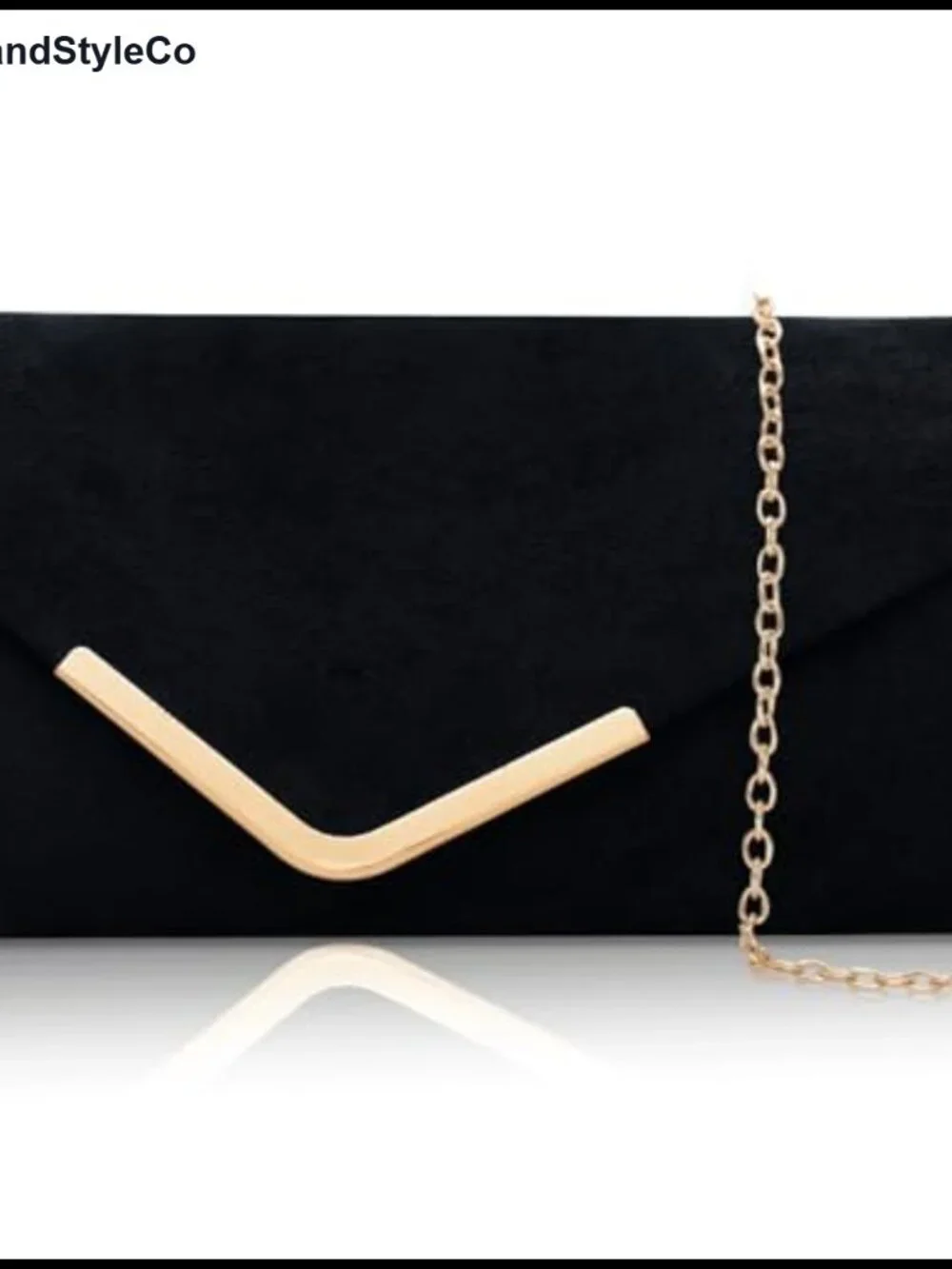 Suede Envelope Clutch Evening Bag with Gold Chain, Faux Suede Wedding Purse
